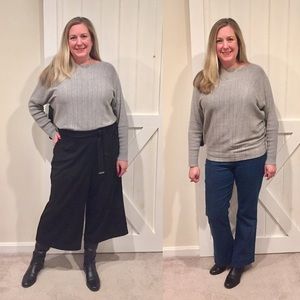 SOLD- Nine West Top- Gray with Gold Pinstripe